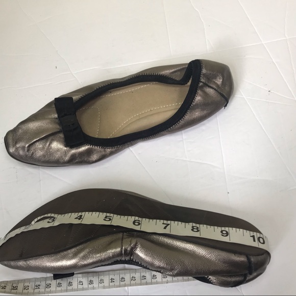 Salvatore Ferragamo My Joy Metallic Leather Ballet Flats Shoes Slip On Slides 9 - Picture 12 of 16